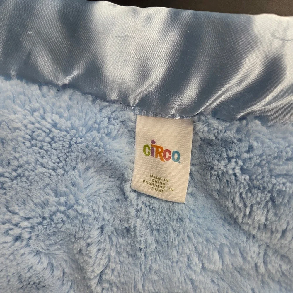 Circo Light Blue Plush Fleece Baby Blanket with Satin Trim Border Classic Cozy